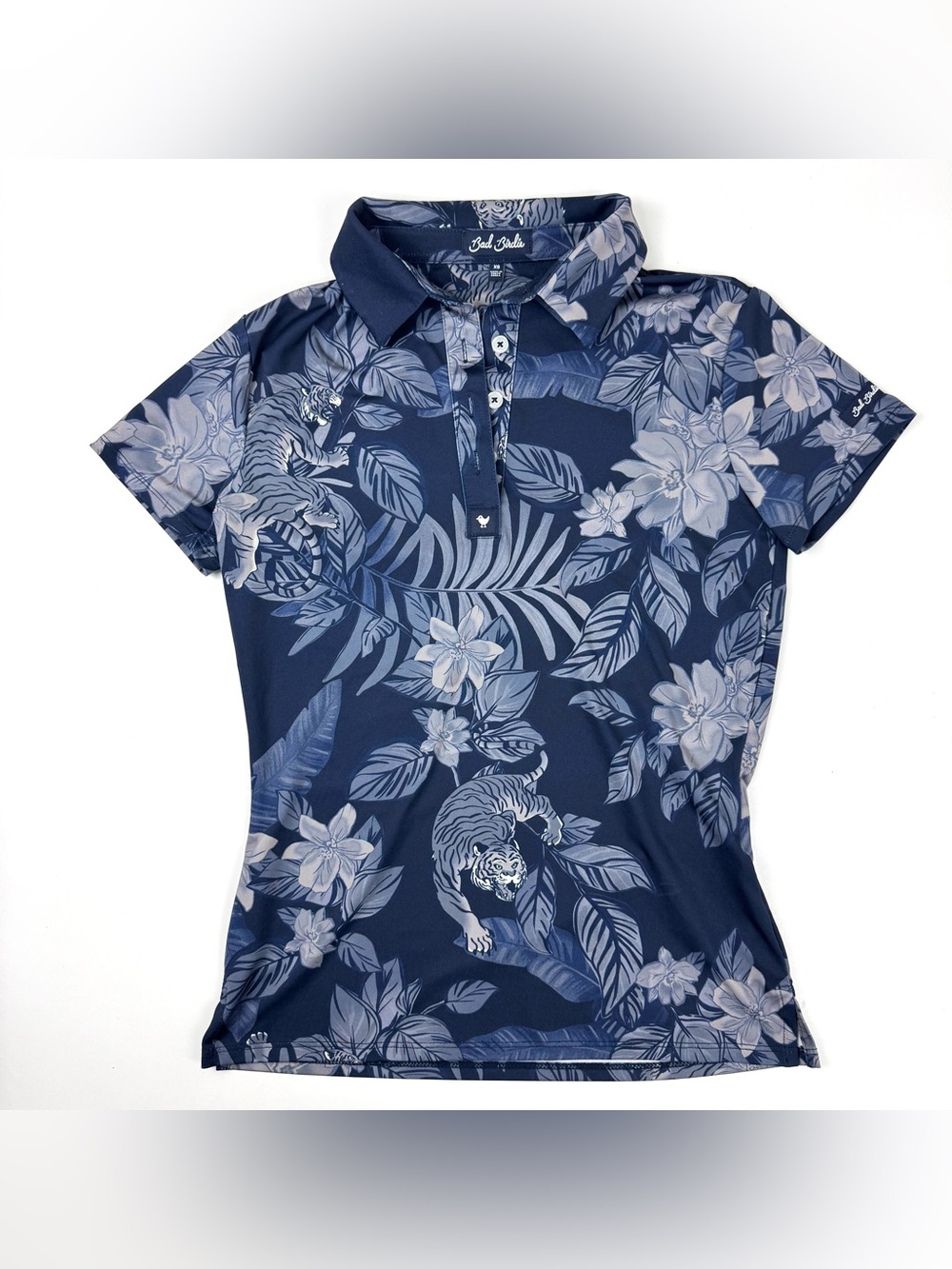 Bad Birdie Core Short Sleeve Polo Shirt Golf Performance Women’s XS Navy Jungle